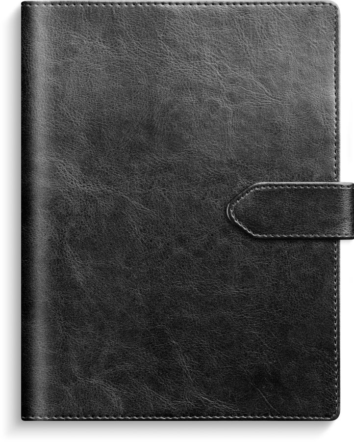 BURDE  Päiväkirja musta keinonahkakansi tamppi 2023